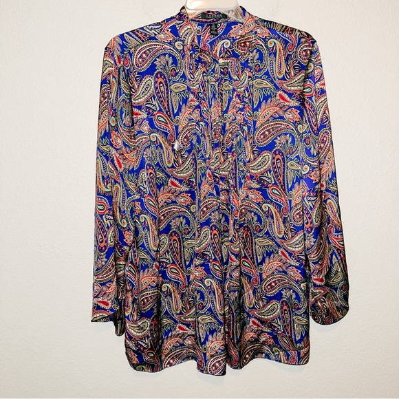 Lauren Ralph Lauren Tops - Lauren Ralph Lauren Paisley Printed Pintuck Blouse